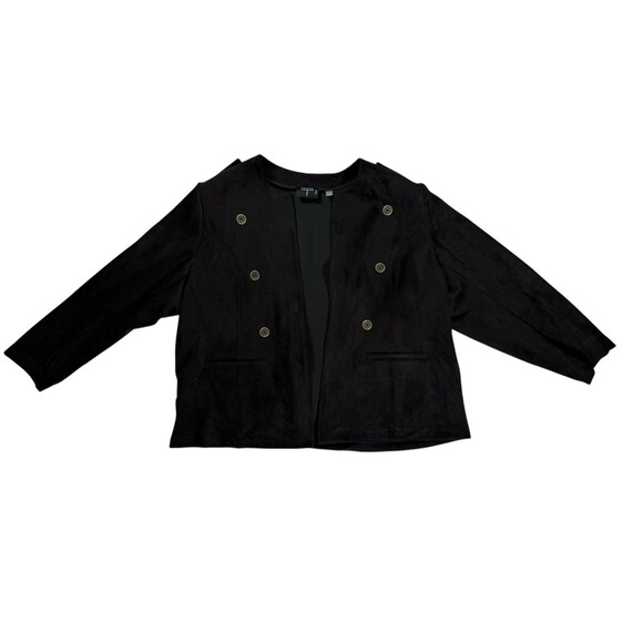 Tahari Women’s Double Breasted Black Jacket 3x Faux Leather - Picture 3 of 13